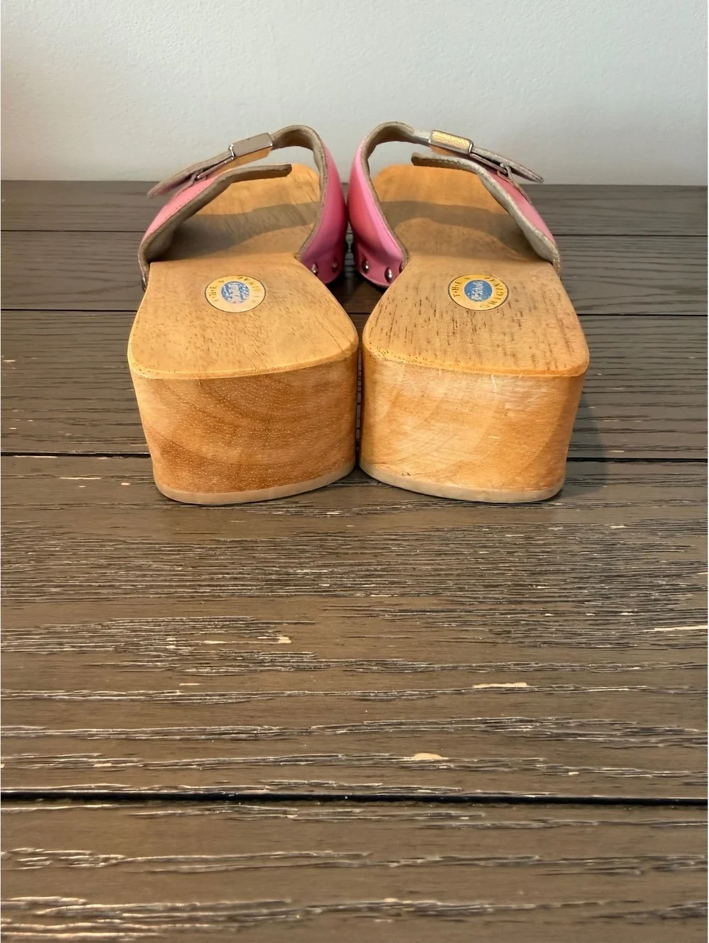 Dr. Scholl’s Leather Wood Heel Sandals Size 8M